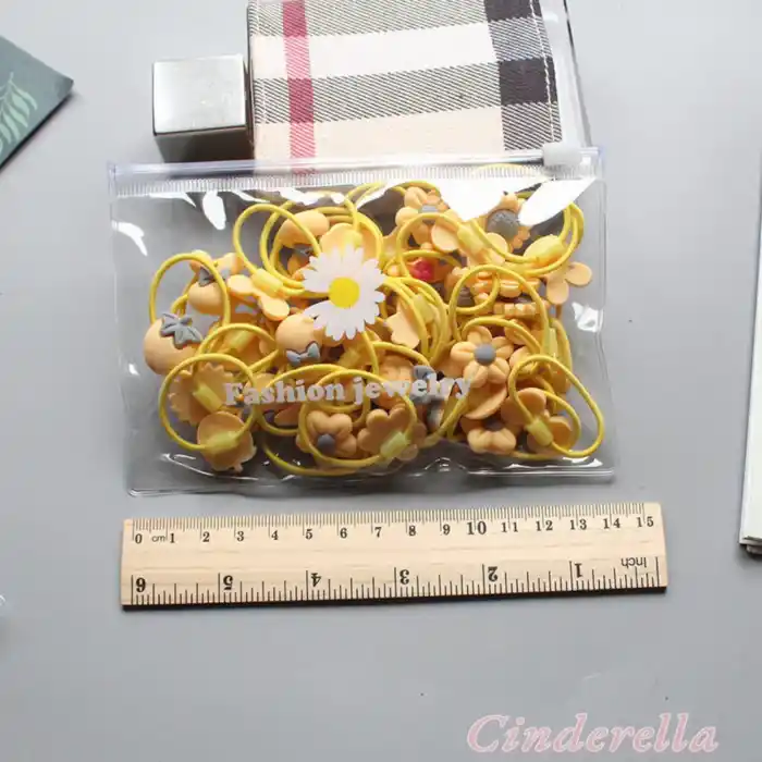 20li Esnek Kız Çocuk Lastik Toka Seti Bordo Çiçek Kurdele Fiyonk Figür Lastikli Saç Tokası