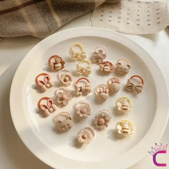 20li Özel Tasarım Hediyelik Soft Kız Bebek Lastik Toka Seti - Dayanıklı Çocuk Lastikli Saç Tokası