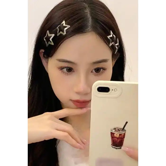 20li Yıldız Çıt Çıt Toka Gümüş Renk - Y2k Star Yıldız Toka Çıtçıtlı - Yıldızlı Çıtçıt Toka