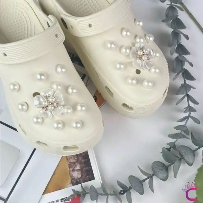 24lü Incili Taşlı Çiçekli Terlik Süsü Seti Jibbitz - Cross Terlik Süsleri Crocks Charm Aksesuar