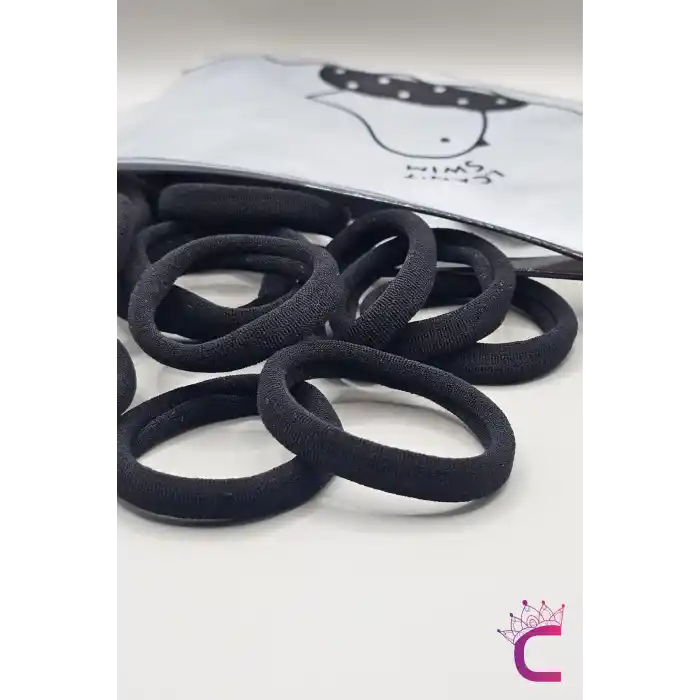 25li Günlük Kullanım Dayanıklı Kadın Siyah Lastik Toka Seti 4.5cm - Yumuşak Lastikli Saç Tokası