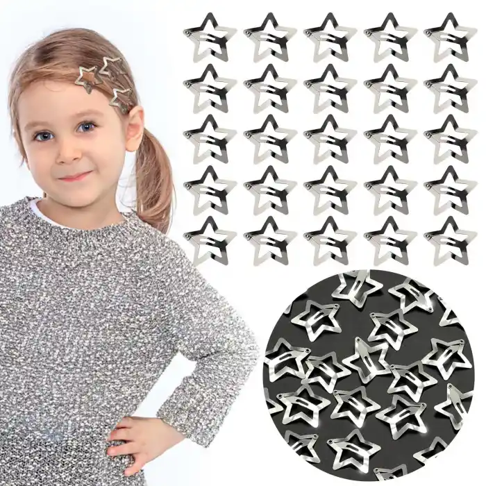 25li Yıldız Çıt Çıt Toka Y2k Star Style - Yıldızlı Çıtçıt Toka Nikel Kaplama