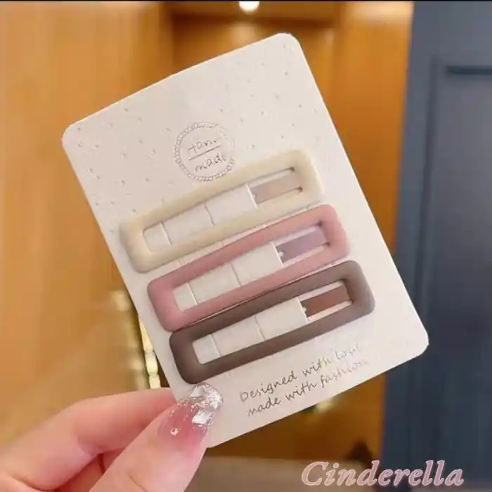 3lü Büyük Boy Mat Soft Tonlu Dikdörtgen Model Çıt Çıt Toka Seti 6cm - Çıtçıt Yan Saç Tokası