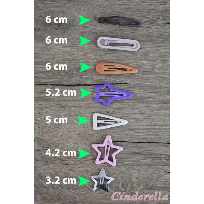 3lü Büyük Boy Mat Soft Mor Tonlu Dikdörtgen Model Çıt Çıt Toka Seti 6cm - Çıtçıt Yan Saç Tokası