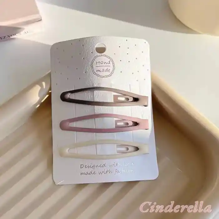 3lü Büyük Mat Soft Tonlu Elips Model Çıtçıtlı Toka Seti 6cm - Kız Çocuk Çıtçıt Yan Saç Tokası