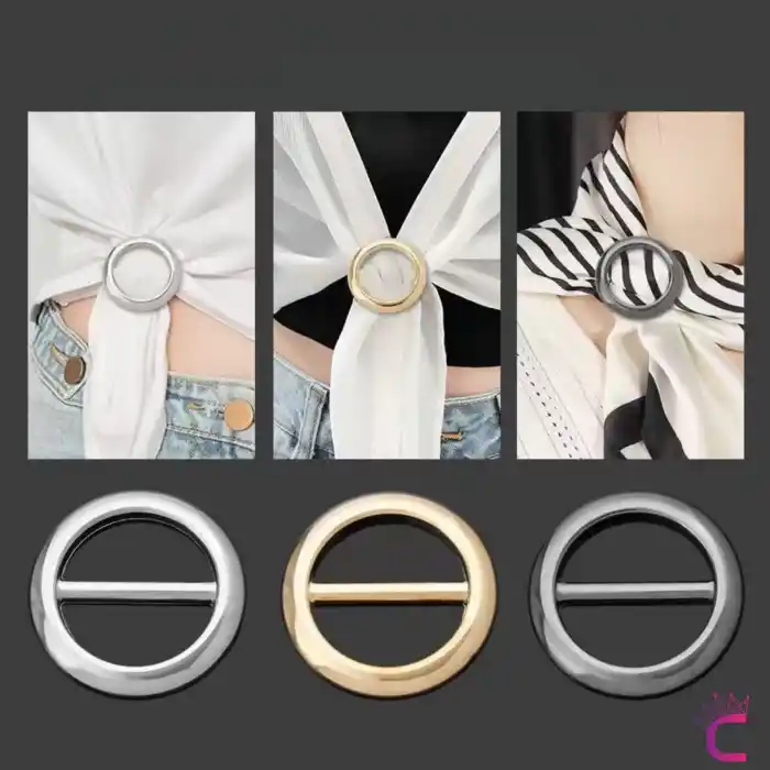 3lü Çok Amaçlı Fular Tişört Toplama Bağlama Klipsi Aparatı - Kadın Bel Kemeri Aksesuar Broş Toka