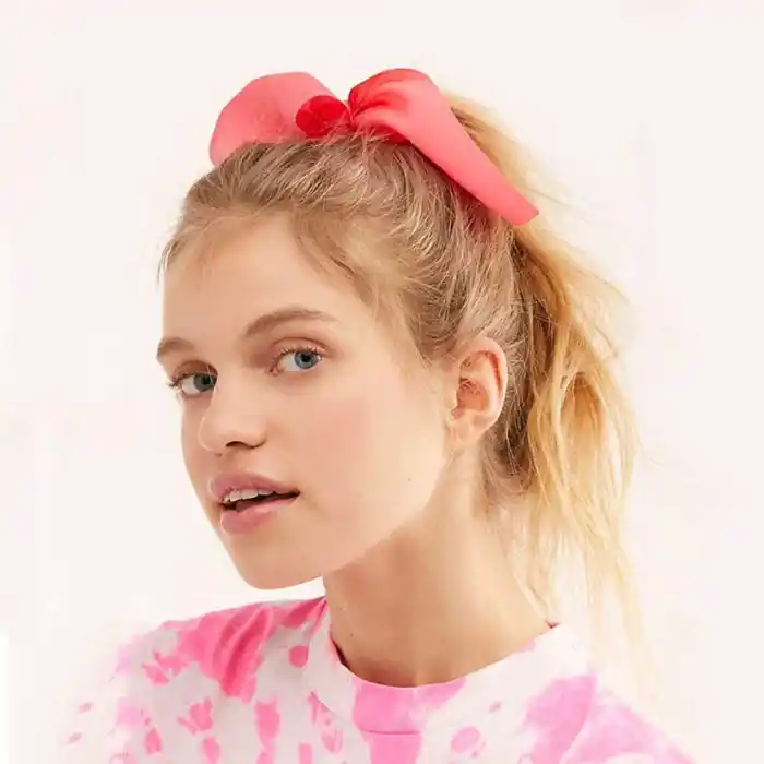 3lü Fular Scrunchie Fularlı Saç Lastiği - Kadın Fularlı Fiyonk Toka Lastikli Saç Tokası Renk-5