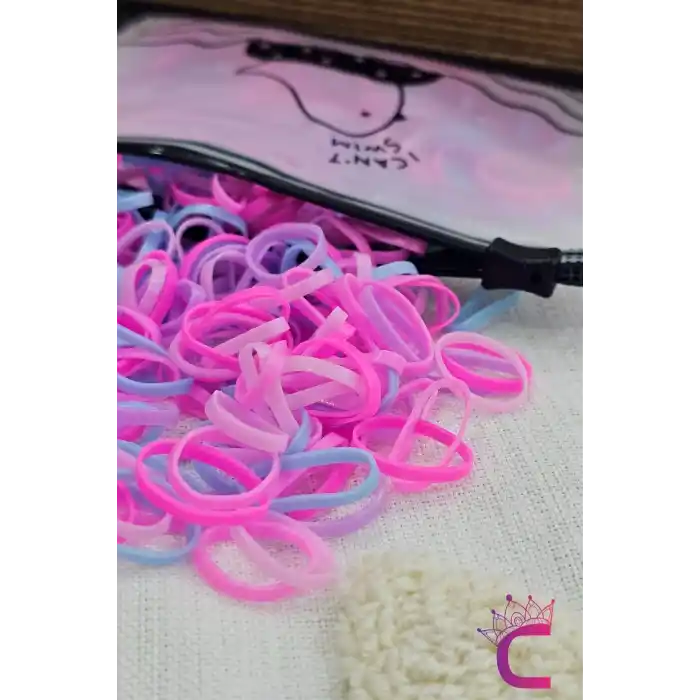 300lü Çantalı Kalın Dayanıklı Küçük Kız Çocuk Lastik Toka Seti - Soft Renkli Bebek Saç Örgü Lastiği