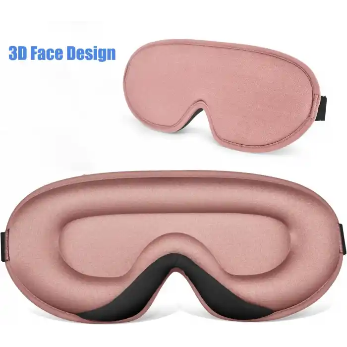 3D Face Design %100 Işık Geçirmez Uyku Maskesi Göz Bandı Pembe - Ayarlı Sıkmaz Yumuşak Baş Kayışı
