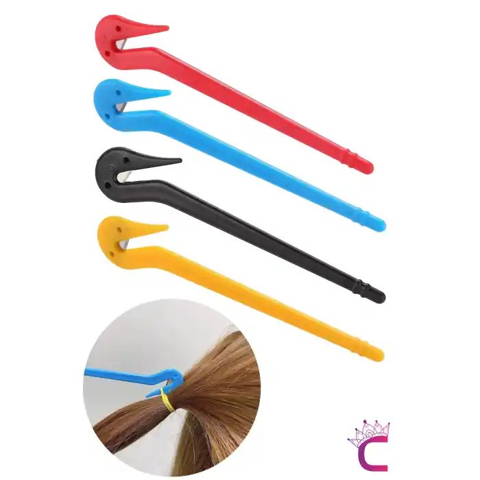 4lü Acıtmayan Lastik Toka Kesme Aparatı Kırmızı Siyah Sarı Mavi Renkli - Saç Örgü Lastiği Kesici