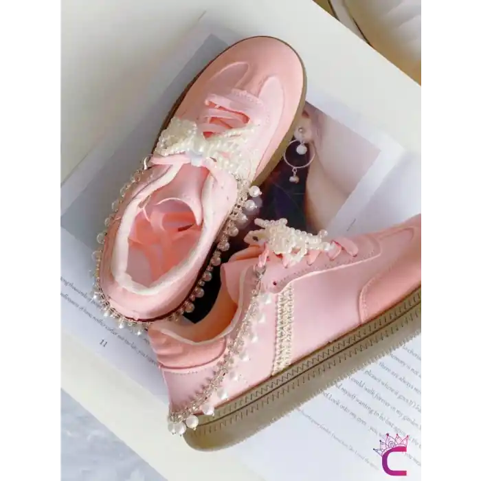 4lü Fiyonk İncili Zincirli Çıkarılabilir Ayakkabı Bağcık Tokası Klipsi Süsü - Kız Arkadaş Hediyesi