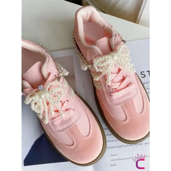 4lü Fiyonk İncili Zincirli Çıkarılabilir Ayakkabı Bağcık Tokası Klipsi Süsü - Kız Arkadaş Hediyesi