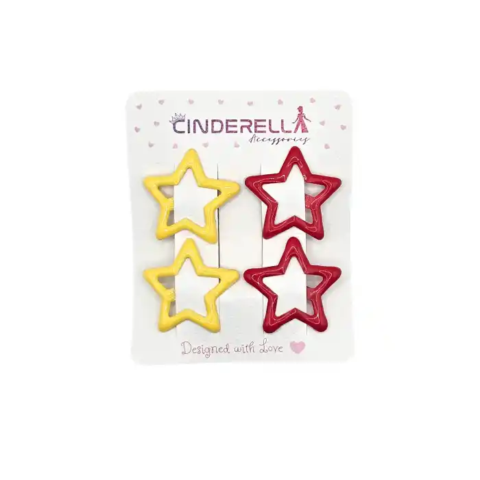 4lü Gs Sarı Kırmızı Taraftar Tokası 3.2cm Metal - Yıldızlı Çıtçıt Saç Tokası Çıt Çıt Çocuk Toka