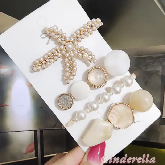 4lü İncili Yıldızlı Toka Seti - Yeni Sezon Lüks Toka Seti