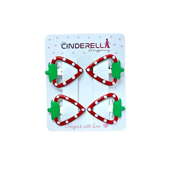 4lü Karpuzlu Metal Çıt Çıt Toka Seti 3.5cm Kırmızı - Sevimli Tatlı Kız Çocuk Çıtçıt Saç Tokası