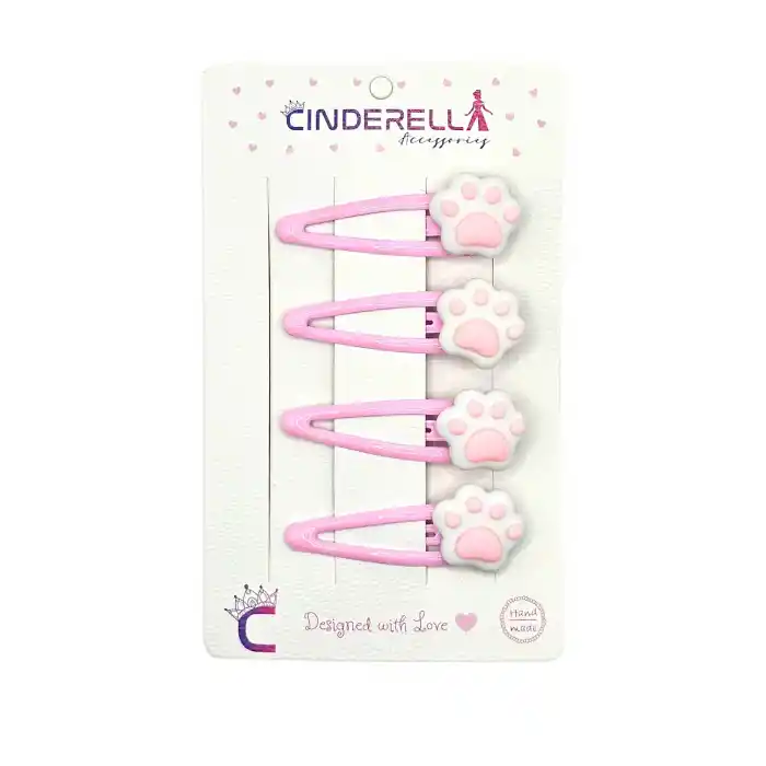 4lü Kawaii Kedi Patisi Tasarım Çıtçıtlı Toka Seti Pembe - Çıt Çıt Yan Saç Tokası Çıtçıt Çocuk Toka