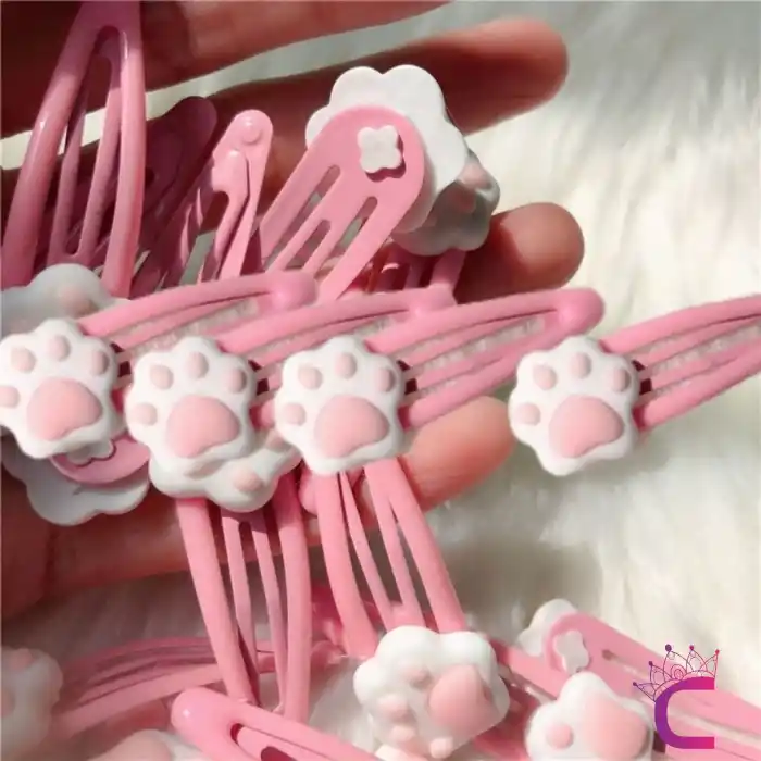 4lü Kawaii Kedi Patisi Tasarım Çıtçıtlı Toka Seti Pembe - Çıt Çıt Yan Saç Tokası Çıtçıt Çocuk Toka