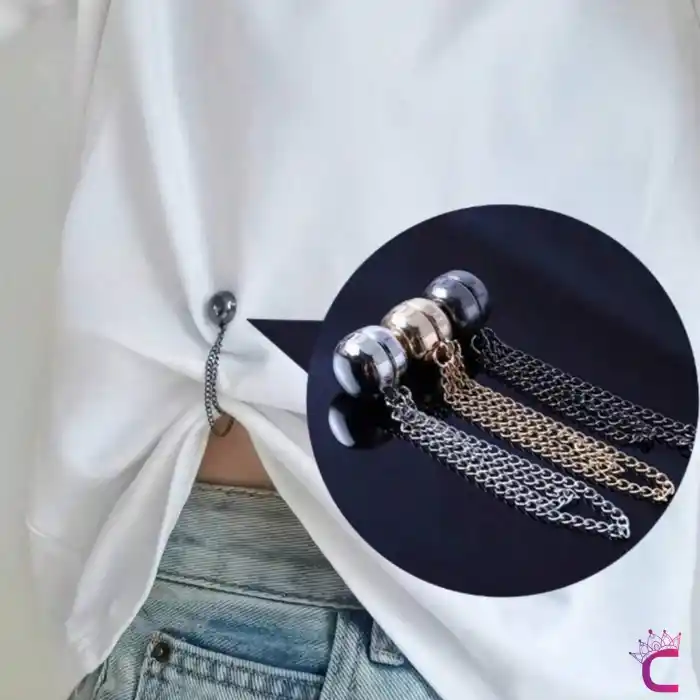 4lü Mıknatıslı Pantolon Paça Kısaltma Klipsi Gold - Etek Tişört Beli Uzunluk Daraltma Aparatı Broş