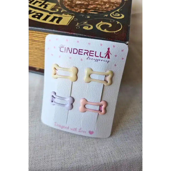 4lü Minik Sevimli Kemik Şeklinde Kız Bebek Çıtçıt Toka 2.5cm - Soft Renkli Çıt Çıt Yan Saç Tokası