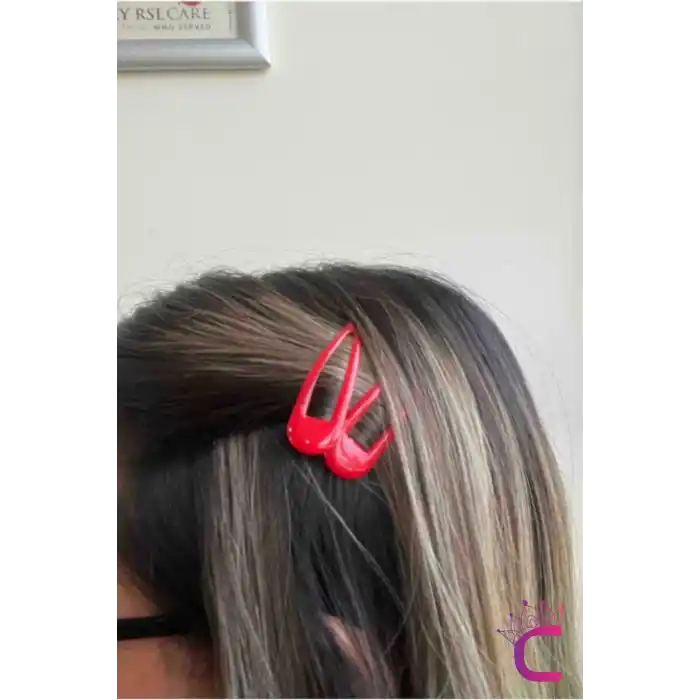 4lü Model Çıt Çıt Toka Seti Kırmızı 5 cm - Günlük Kullanım Çıtçıt Toka Yan Saç Tokası