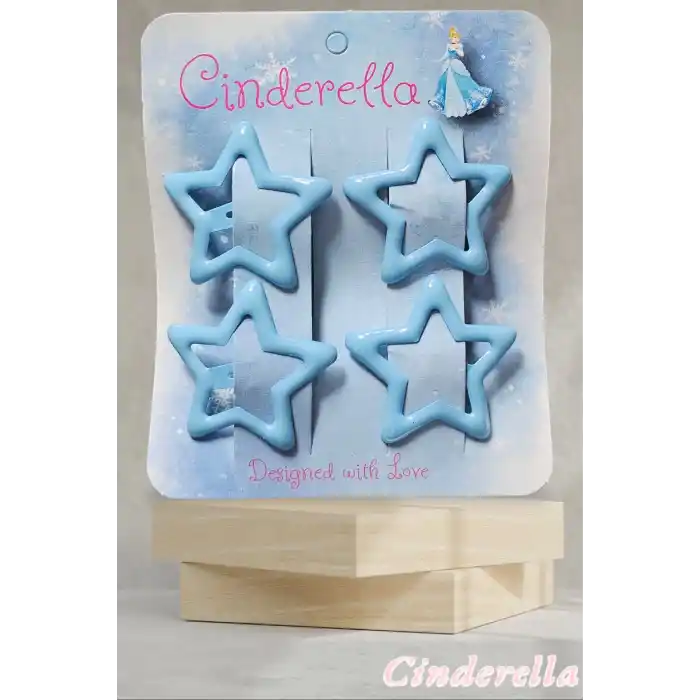 4lü Parlak Bulut Mavi Yıldız Çıt Çıt Toka Seti - Renkli Yıldızlı Çıtçıt Toka - Yıldız Çıtçıtlı Toka