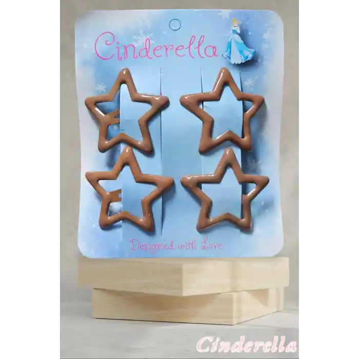 4lü Parlak Kahve Yıldız Çıt Çıt Toka Seti - Renkli Yıldızlı Çıtçıt Toka - Yıldız Çıtçıtlı Toka