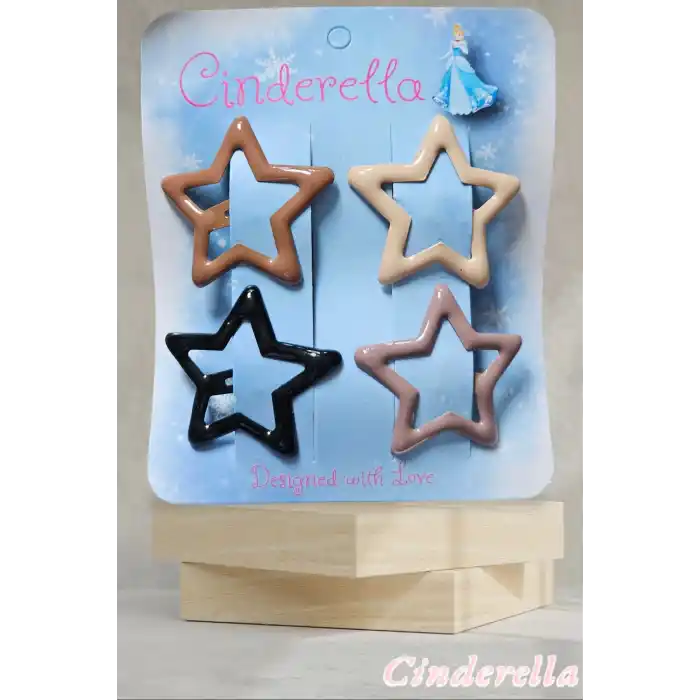 4lü Parlak Karışık-1 Renk Yıldız Çıt Çıt Toka Seti - Renkli Yıldızlı Çıtçıt Toka - Yıldız Çıtçıtlı Toka