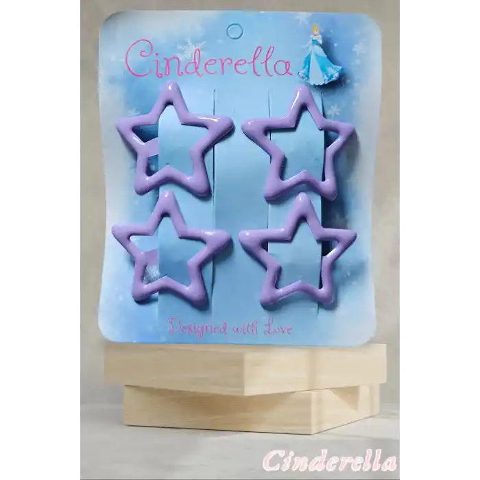 4lü Parlak Mor Yıldız Çıt Çıt Toka Seti - Renkli Yıldızlı Çıtçıt Toka - Yıldız Çıtçıtlı Toka