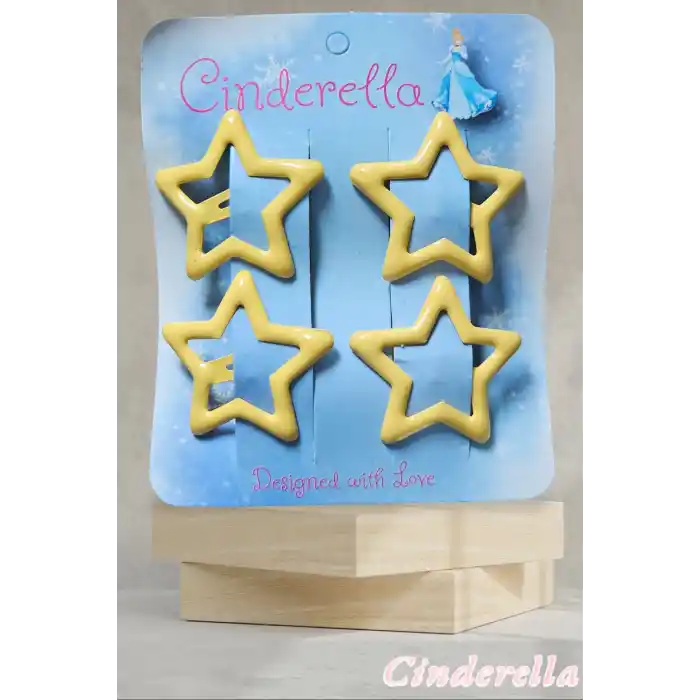 4lü Parlak Sarı Yıldız Çıt Çıt Toka Seti - Renkli Yıldızlı Çıtçıt Toka - Yıldız Çıtçıtlı Toka