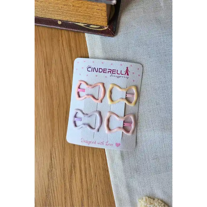 4lü Parlak Soft Renkli Kelebekli Çıtçıtlı Toka Seti 3.2cm - Kız Çocuk Bebek Çıt Çıt Yan Saç Tokası