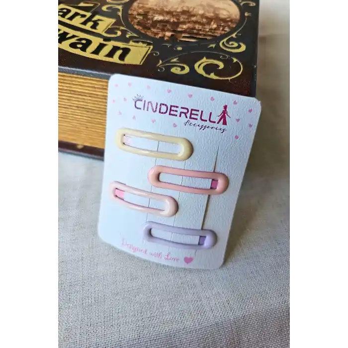 4lü Parlak Soft Renkli Oval Model Çıtçıtlı Toka Seti 4cm - Kız Çocuk Bebek Çıt Çıt Yan Saç Tokası