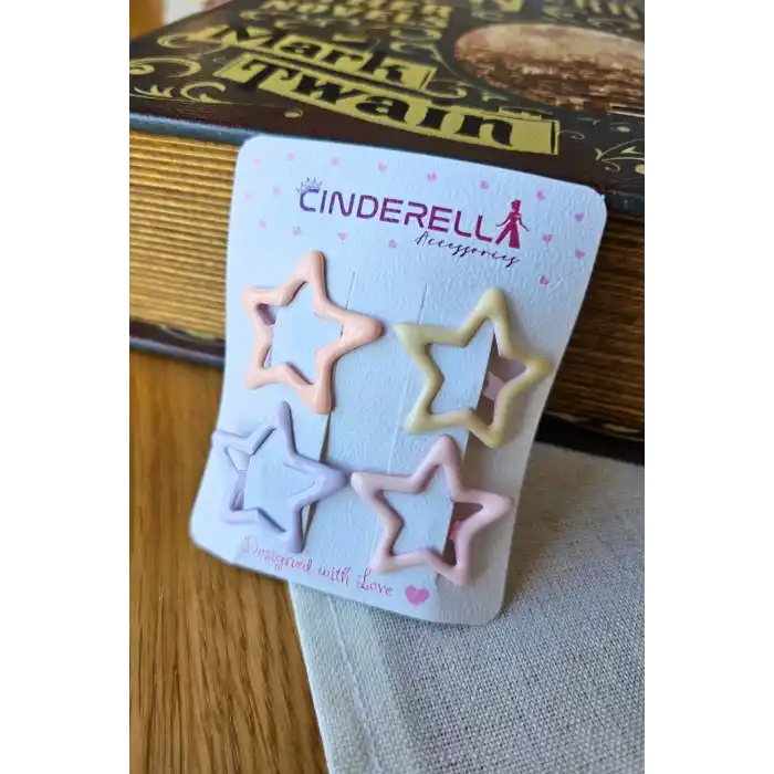 4lü Parlak Soft Renkli Yıldızlı Çıtçıtlı Toka Seti 3.2cm - Kız Çocuk Bebek Çıt Çıt Yan Saç Tokası
