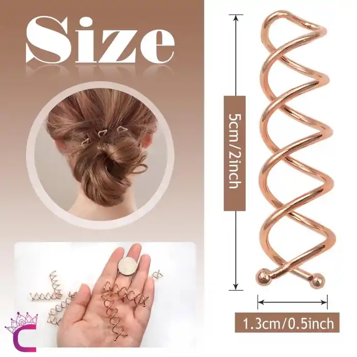 4lü Rose Gold Gizli Spin Topuz Tokası Metal - Kalın Gür Saç için Hızlı Kolay Topuz Yapma Aparatı