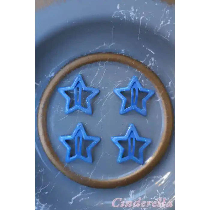 4lü Simli Deniz Mavi Yıldız Çıt Çıt Toka Seti - Yıldızlı Çıtçıt Toka - Y2k Star Yıldız Çıtçıtlı Toka