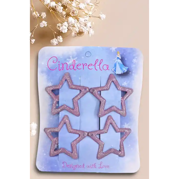 4lü Simli Lila Yıldız Çıt Çıt Toka Seti - Yıldızlı Çıtçıt Toka - Y2k Star Yıldız Çıtçıtlı Toka