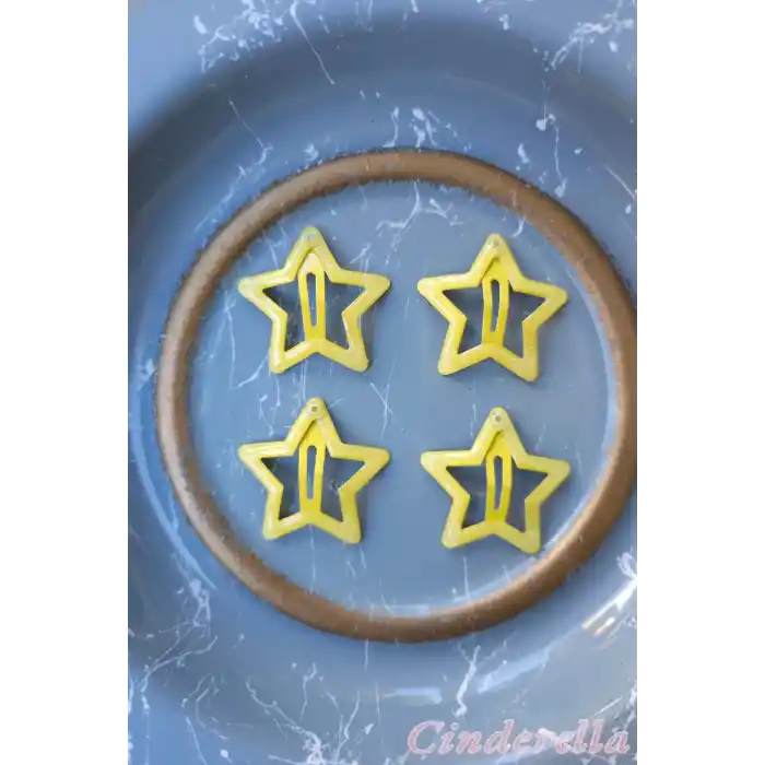 4lü Simli Sarı Yıldız Çıt Çıt Toka Seti - Yıldızlı Çıtçıt Toka - Y2k Star Yıldız Çıtçıtlı Toka