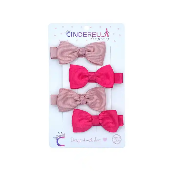 4lü Tamamen Astarlı Fiyonk Model Yumuşak Bebek Saç Tokası - Renkli Kurdele Fiyonklu Pens Toka Seti