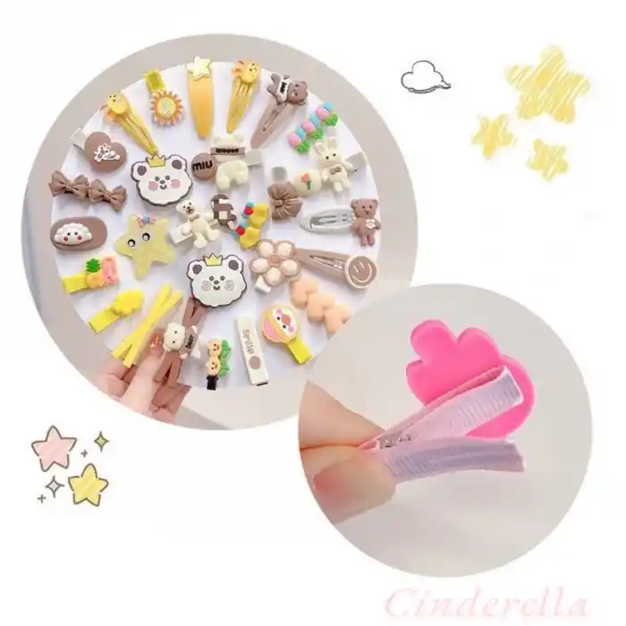 42li Pembe Tonlu Çocuk Pens Klipsli Çıtçıt Toka Seti - Kız Çocuk Saç Tokası Model-1