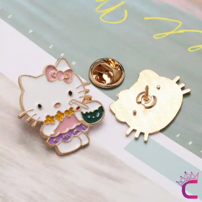 5li Hello Kitty Tasarım Rozet Pin Broş Seti - Hediyelik Çocuk Aksesuar Arkadaşa Çanta Yaka İğnesi
