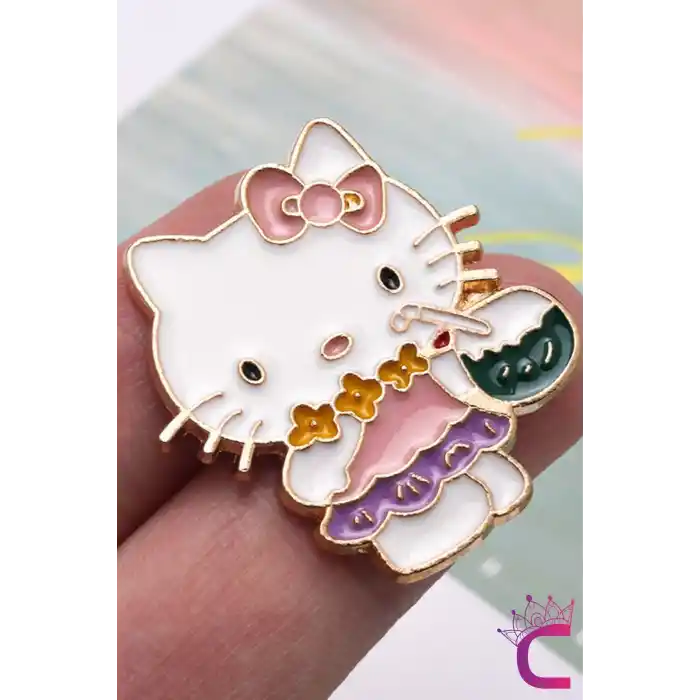 5li Hello Kitty Tasarım Rozet Pin Broş Seti - Hediyelik Çocuk Aksesuar Arkadaşa Çanta Yaka İğnesi