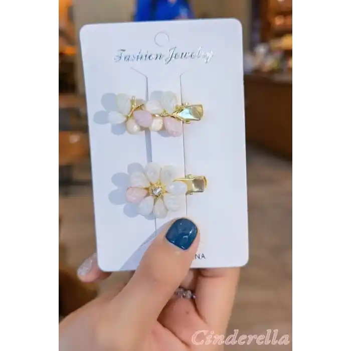 5li Kadın Yeni Sezon Lale Kelebek Çiçek Model Toka Seti - Lüks Yan Çıtçıt Klips Pens Toka Seti