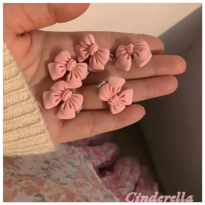 5li Kurdele Fiyonk Mini Pens Saç Çocuk Toka Seti - Kadın Saç Aksesuarı Süsü Süsleme Klips Toka