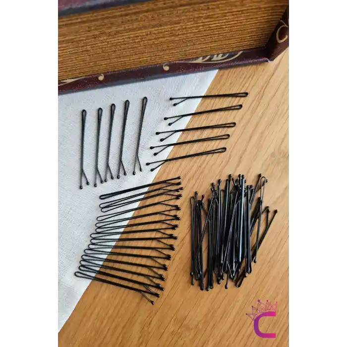 50li Dayanıklı Siyah Kalın Tel Toka 5.5 cm - Yumuşak Uçlu Acıtmaz Kadın Tel Saç Tokası