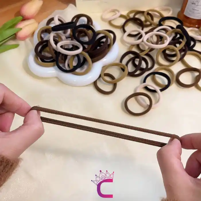 50li Günlük Kullanım Dayanıklı Kadın Lastik Toka Seti 4cm - Kahve Tonlu Yumuşak Lastikli Saç Tokası