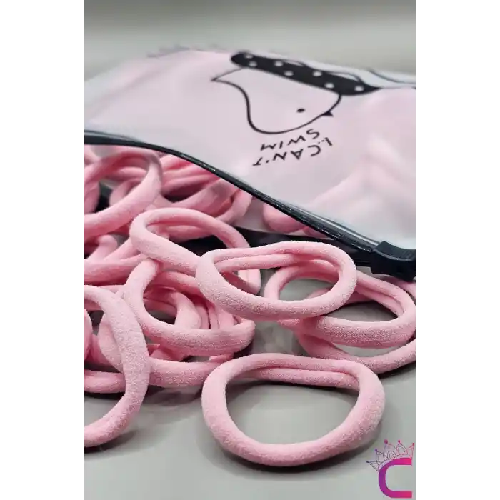 50li Günlük Kullanım Dayanıklı Kadın Lastik Toka Seti Pembe 4cm - Kadın Yumuşak Lastikli Saç Tokası