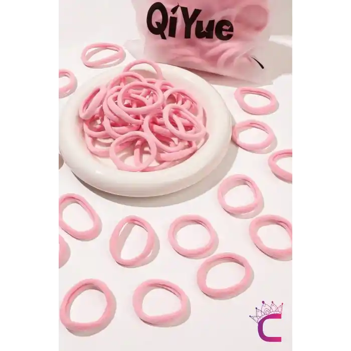 50li Günlük Kullanım Dayanıklı Kadın Lastik Toka Seti Pembe 4cm - Kadın Yumuşak Lastikli Saç Tokası