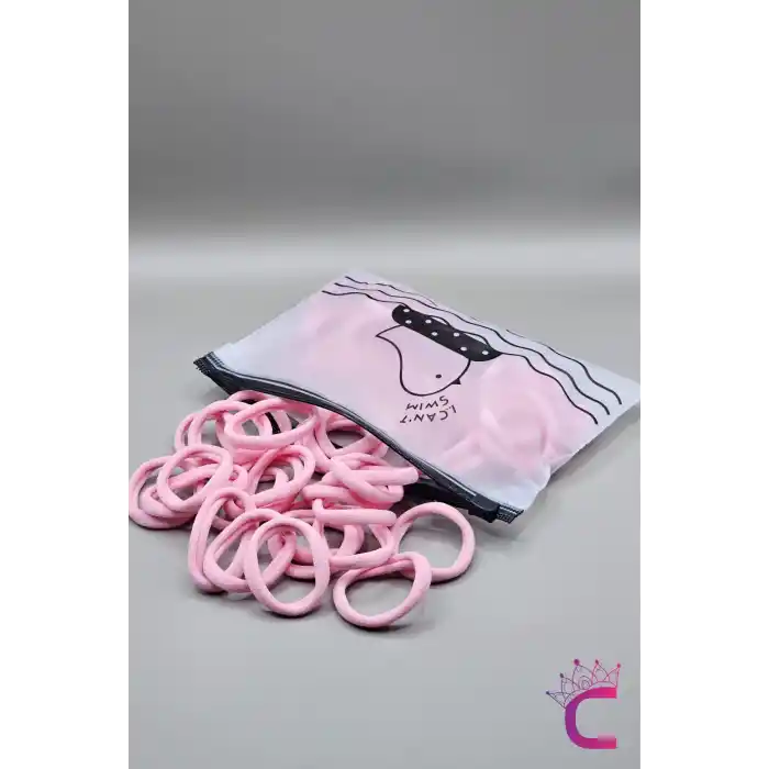 50li Günlük Kullanım Dayanıklı Kadın Lastik Toka Seti Pembe 4cm - Kadın Yumuşak Lastikli Saç Tokası