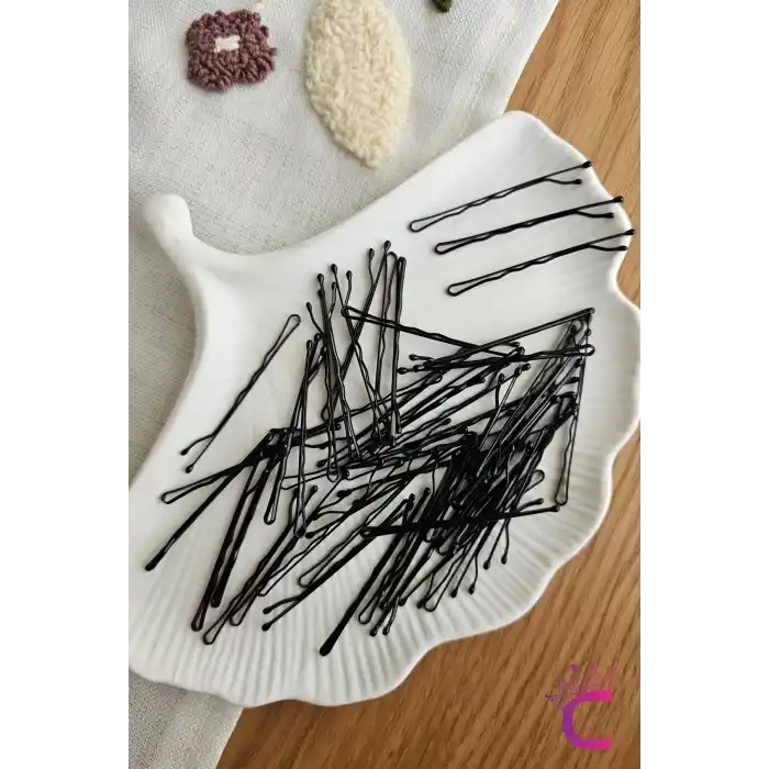 50li Siyah Renk Tel Toka 5cm - Yumuşak Uçlu Acıtmaz Kadın Tel Saç Tokası
