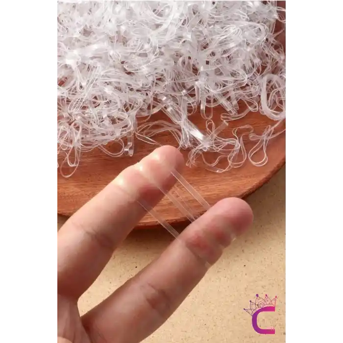 500lü Çantalı İnce Küçük Şeffaf Lastik Toka - Beyaz Şeffaf Perma Saç Lastiği Örgü Tokası