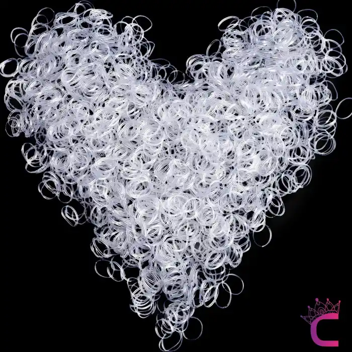 500lü Çantalı İnce Küçük Şeffaf Lastik Toka - Beyaz Şeffaf Perma Saç Lastiği Örgü Tokası